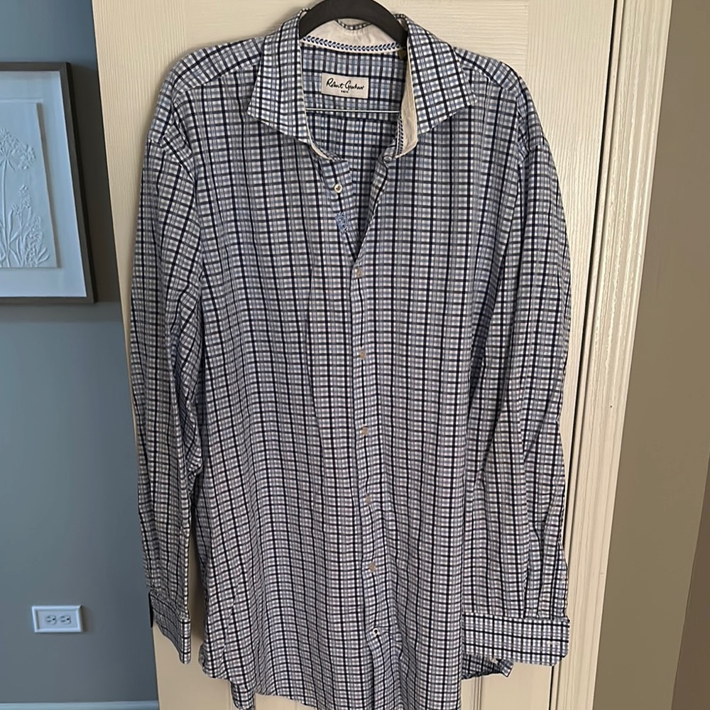 Robert Graham big and tall Blue Casual Button Down Shirt